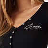 Γυναικείες Μπλούζες - Τοπ Henley.Olympia Μαύρο Βαμβάκι Guess Γυναικείες Μπλούζες - Τοπ Henley.Olympia Μαύρο Βαμβάκι Guess
