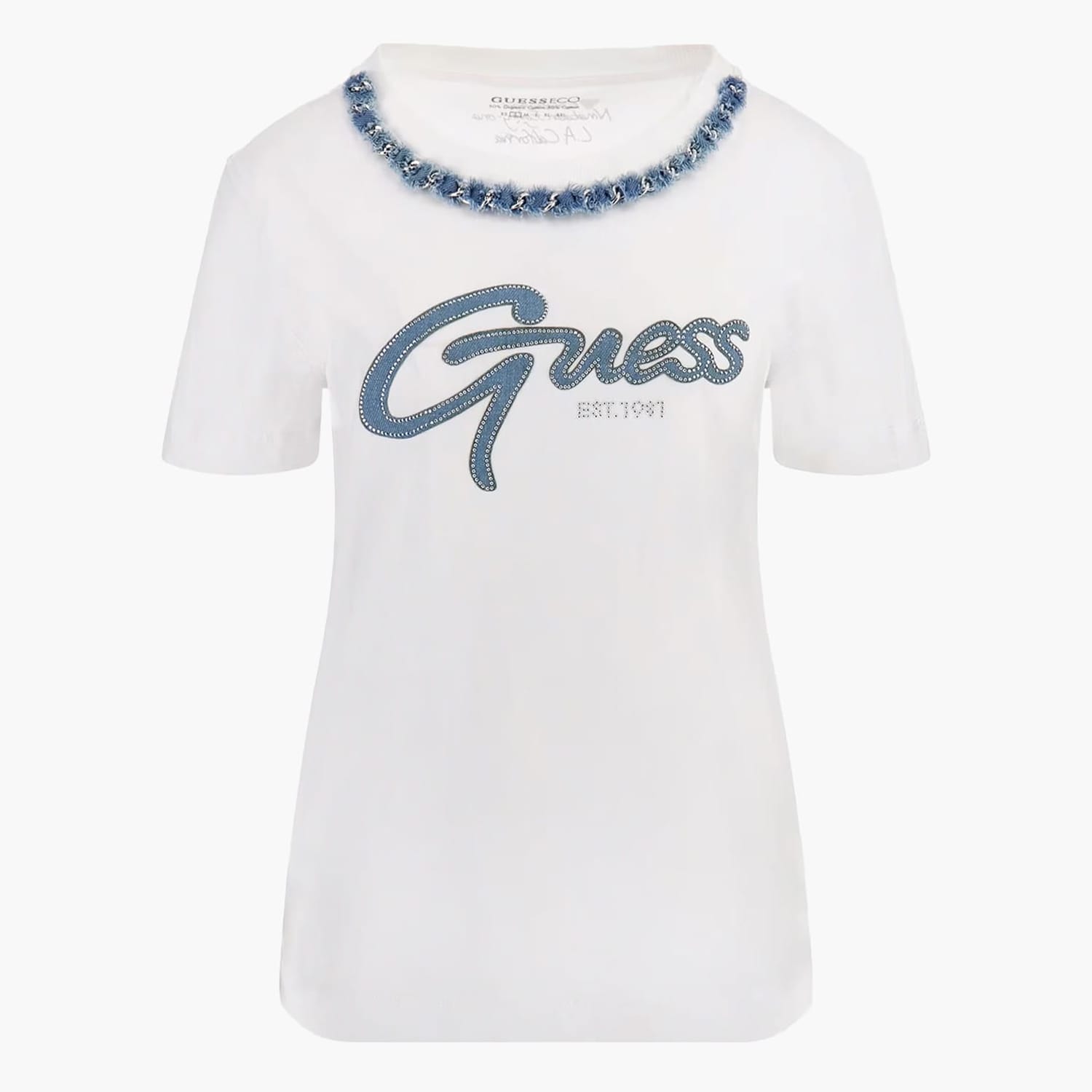 Γυναικείες Μπλούζες - Τοπ Jeans.Chain Άσπρο Βαμβάκι Guess