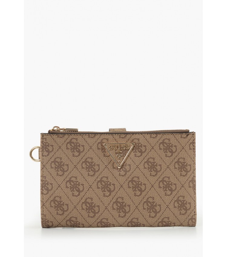 Γυναικεία Πορτοφόλια Laurel.Dbl Μπεζ ECOleather Guess Γυναικεία Πορτοφόλια Laurel.Dbl Μπεζ ECOleather Guess