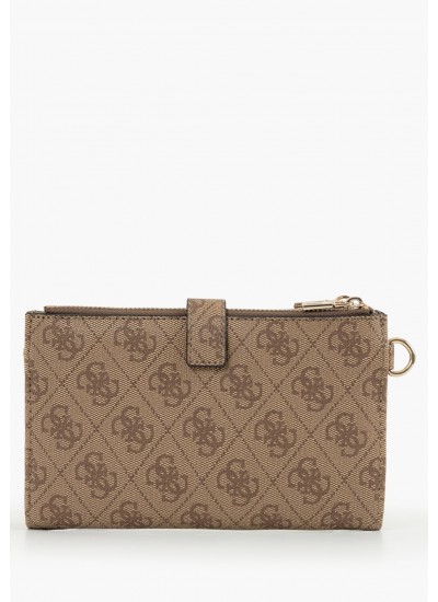 Γυναικεία Πορτοφόλια Laurel.Dbl Μπεζ ECOleather Guess