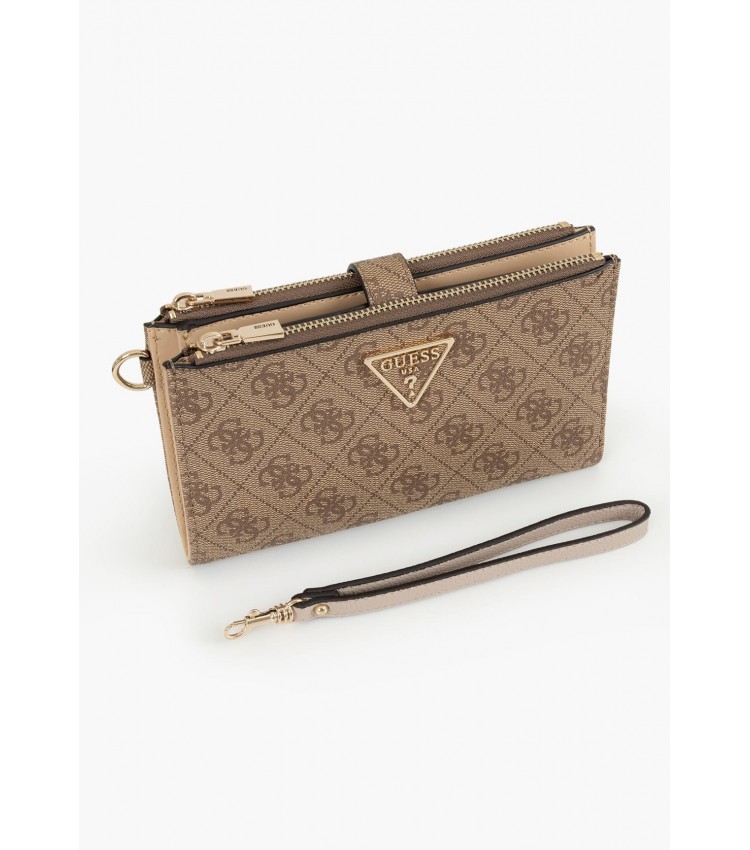 Γυναικεία Πορτοφόλια Laurel.Dbl Μπεζ ECOleather Guess Γυναικεία Πορτοφόλια Laurel.Dbl Μπεζ ECOleather Guess