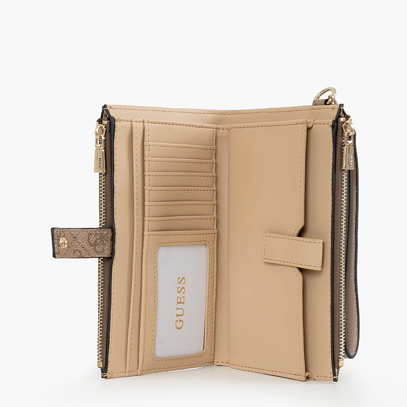 Γυναικεία Πορτοφόλια Laurel.Dbl Μπεζ ECOleather Guess
