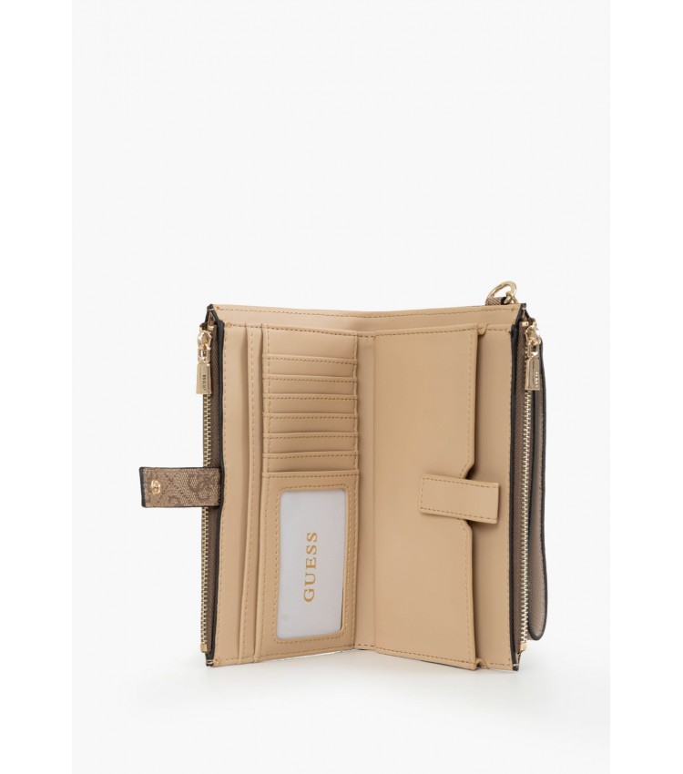 Γυναικεία Πορτοφόλια Laurel.Dbl Μπεζ ECOleather Guess Γυναικεία Πορτοφόλια Laurel.Dbl Μπεζ ECOleather Guess