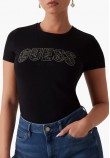 Γυναικείες Μπλούζες - Τοπ Lg.Lace Μαύρο Βαμβάκι Guess