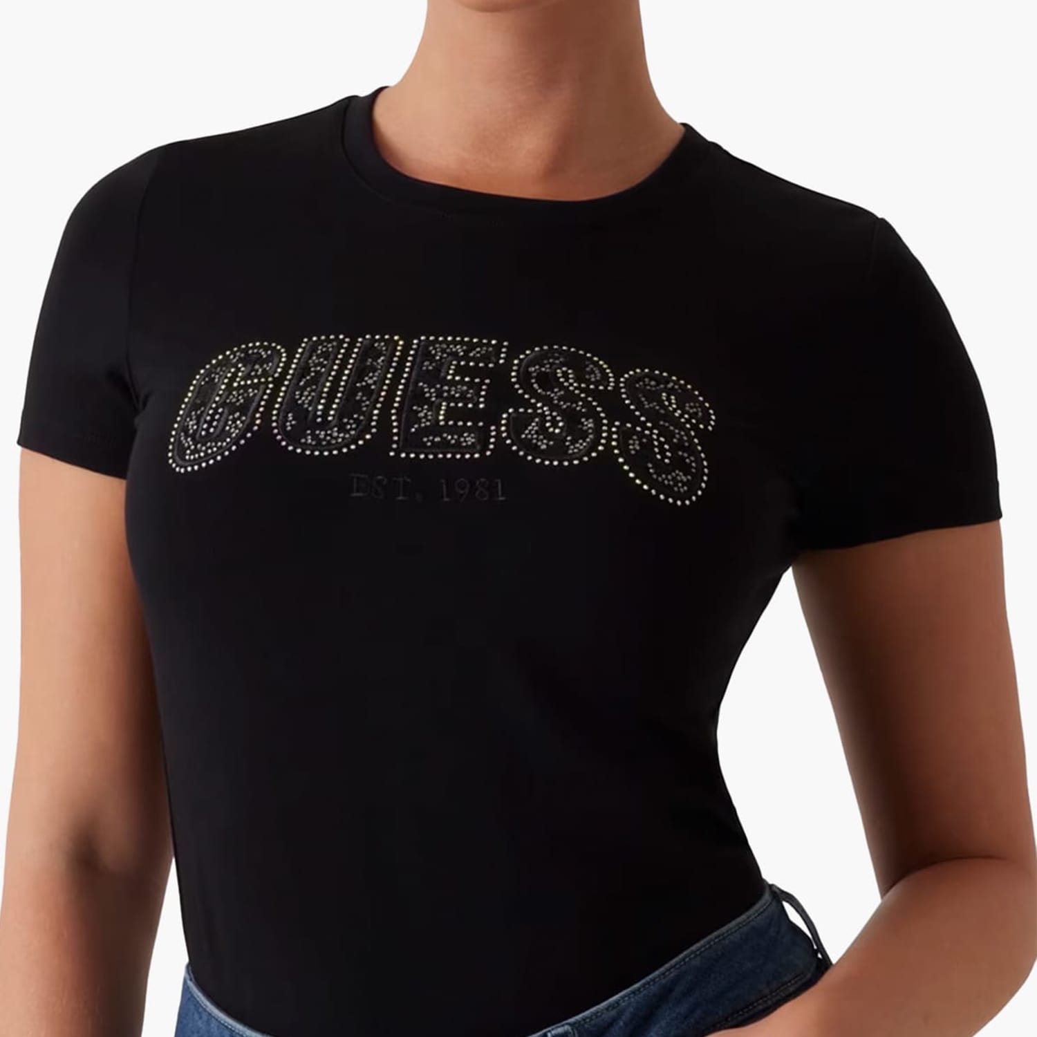Γυναικείες Μπλούζες - Τοπ Lg.Lace Μαύρο Βαμβάκι Guess