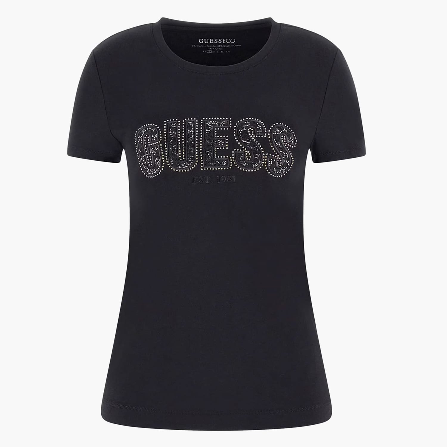 Γυναικείες Μπλούζες - Τοπ Lg.Lace Μαύρο Βαμβάκι Guess