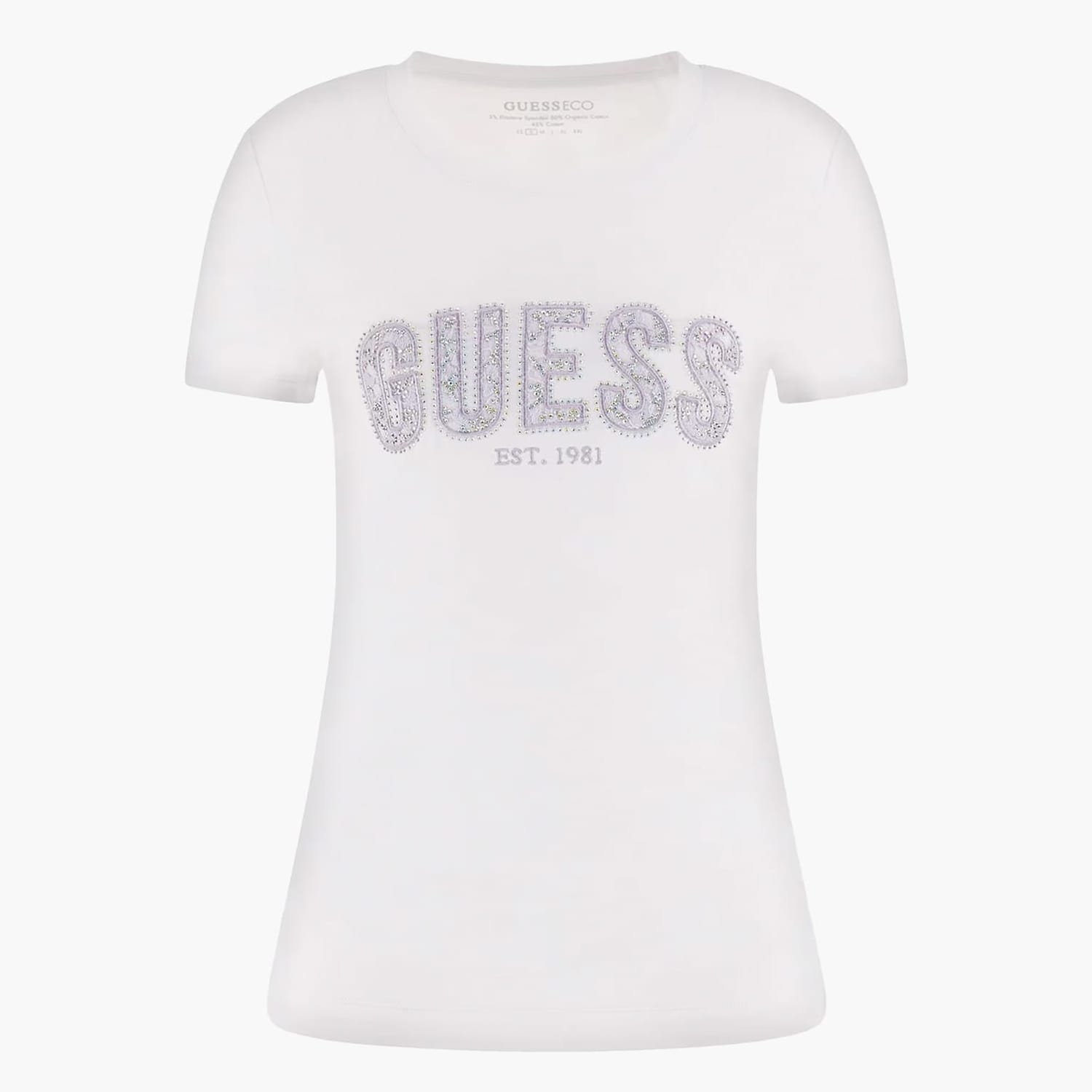 Γυναικείες Μπλούζες - Τοπ Lg.Lace Άσπρο Βαμβάκι Guess