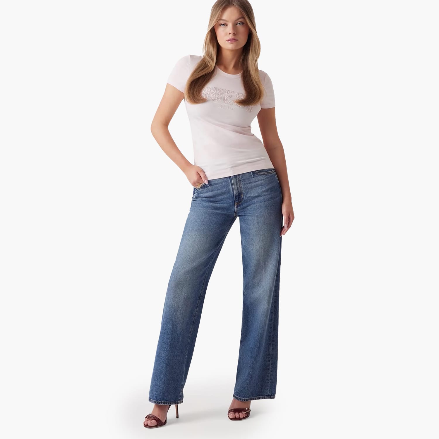 Γυναικείες Μπλούζες - Τοπ Lg.Lace Ροζ Βαμβάκι Guess Γυναικείες Μπλούζες - Τοπ Lg.Lace Ροζ Βαμβάκι Guess