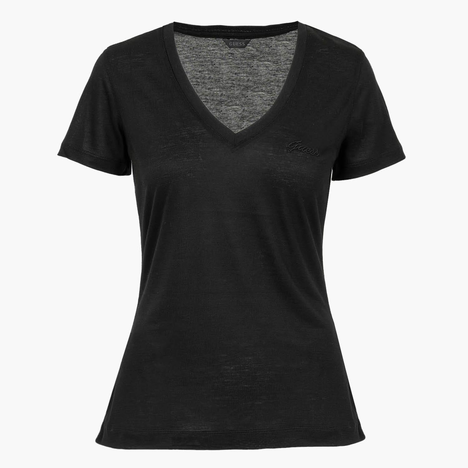 Women T-Shirts - Tops Light.Basic Black Lyocell Fabric Guess