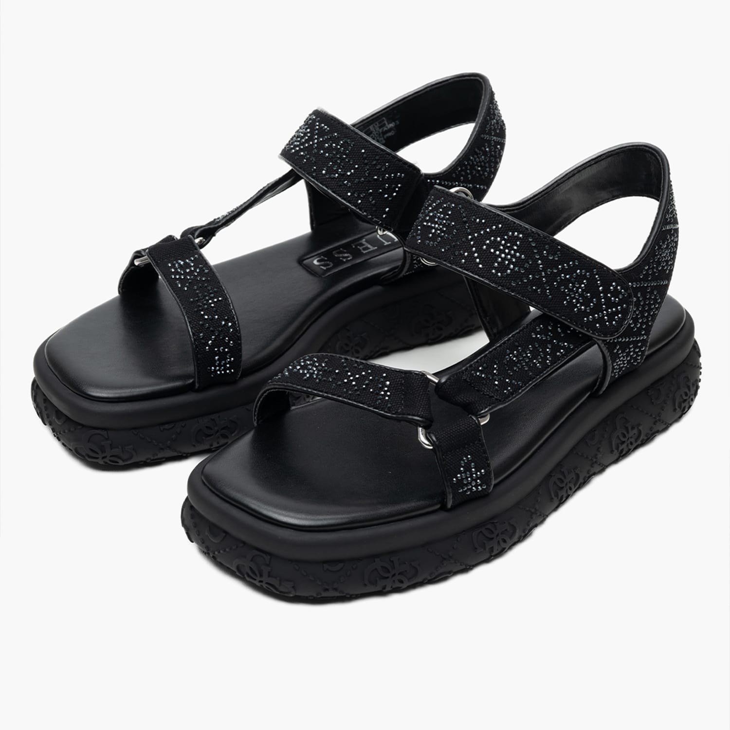 Women Platforms Low Lode Black Fabric Guess