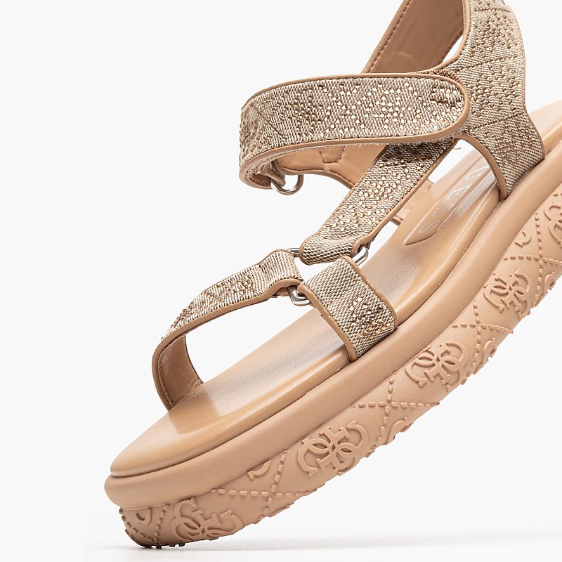 Women Platforms Low Lode Beige Fabric Guess