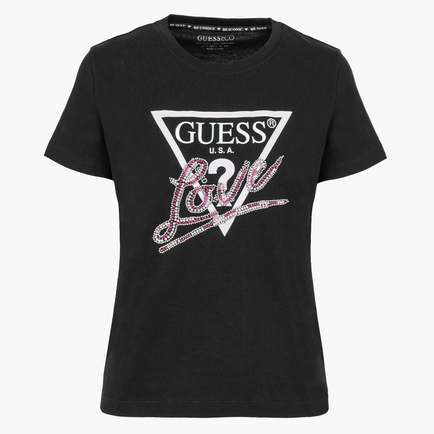 Γυναικείες Μπλούζες - Τοπ Love.Triangle Μαύρο Βαμβάκι Guess