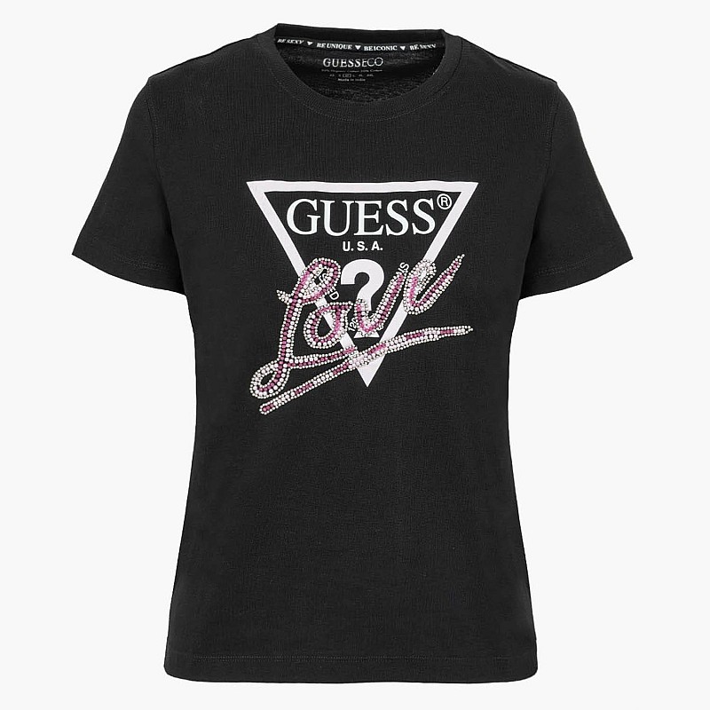 Γυναικείες Μπλούζες - Τοπ Love.Triangle Μαύρο Βαμβάκι Guess