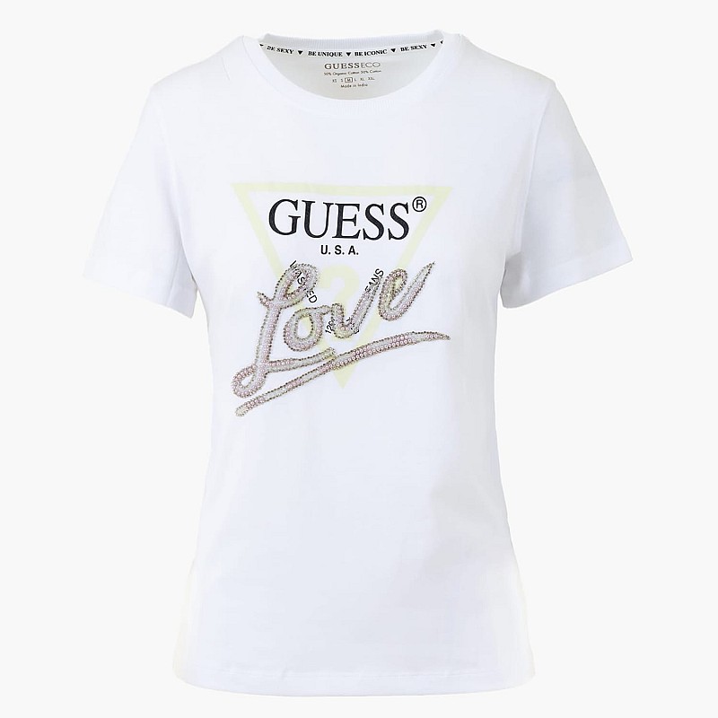 Γυναικείες Μπλούζες - Τοπ Love.Triangle Άσπρο Βαμβάκι Guess