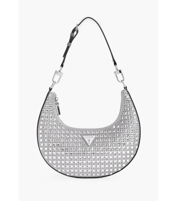 Γυναικείες Τσάντες Lua.Hobo Ασημί Strass Guess Γυναικείες Τσάντες Lua.Hobo Ασημί Strass Guess