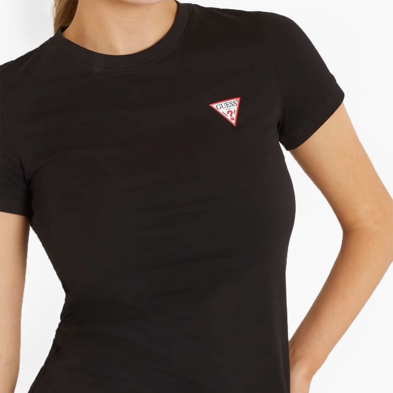 Γυναικείες Μπλούζες - Τοπ Mini.Triangle Μαύρο Βαμβάκι Guess