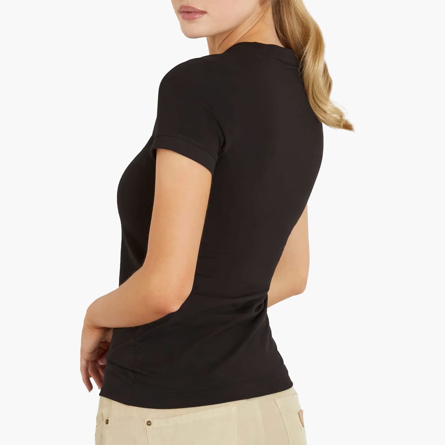 Women T-Shirts - Tops Mini.Triangle Black Cotton Guess Women T-Shirts - Tops Mini.Triangle Black Cotton Guess
