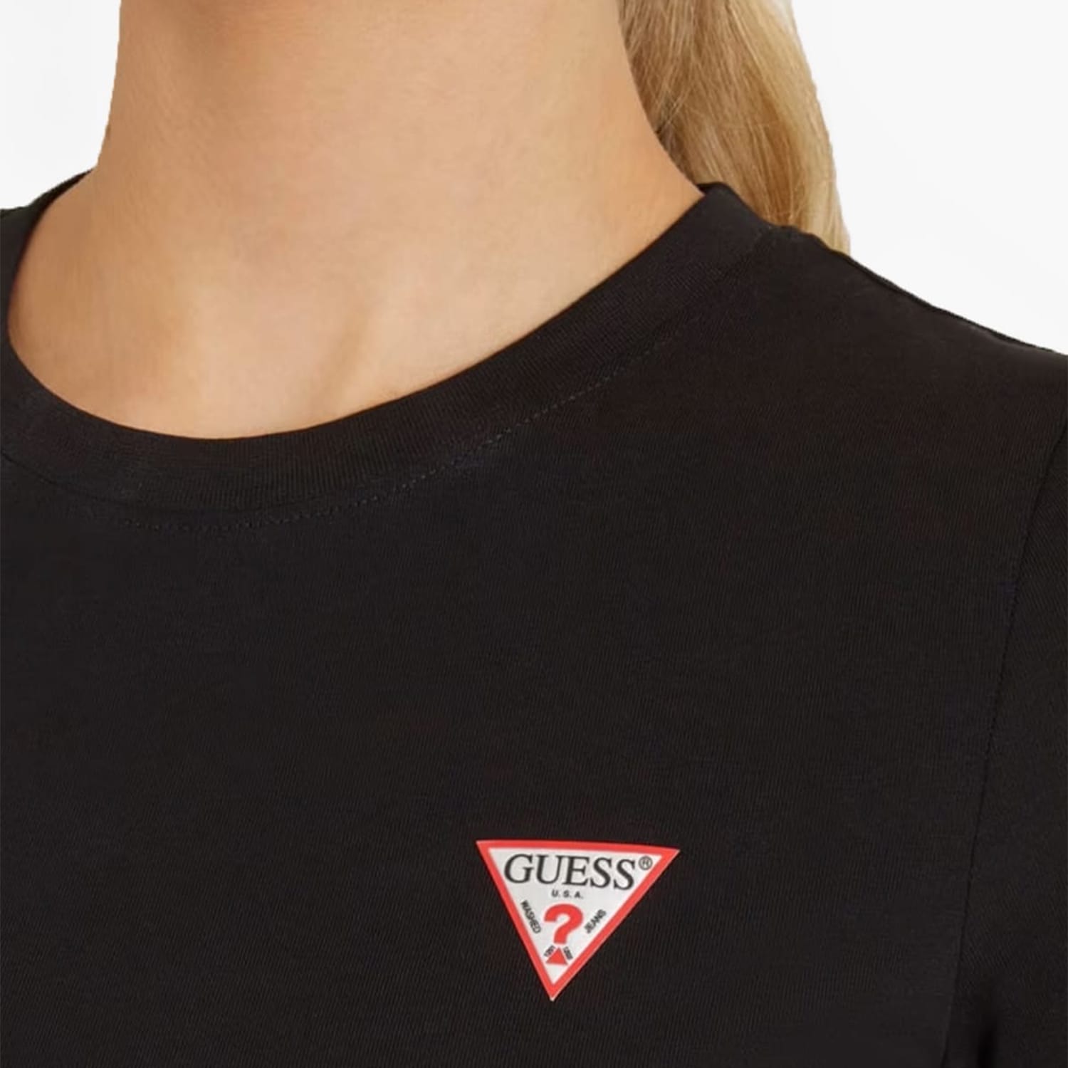 Women T-Shirts - Tops Mini.Triangle Black Cotton Guess Women T-Shirts - Tops Mini.Triangle Black Cotton Guess