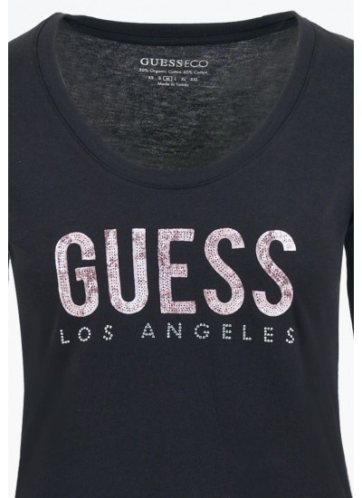 Women T-Shirts - Tops Python.Tee Black Cotton Guess