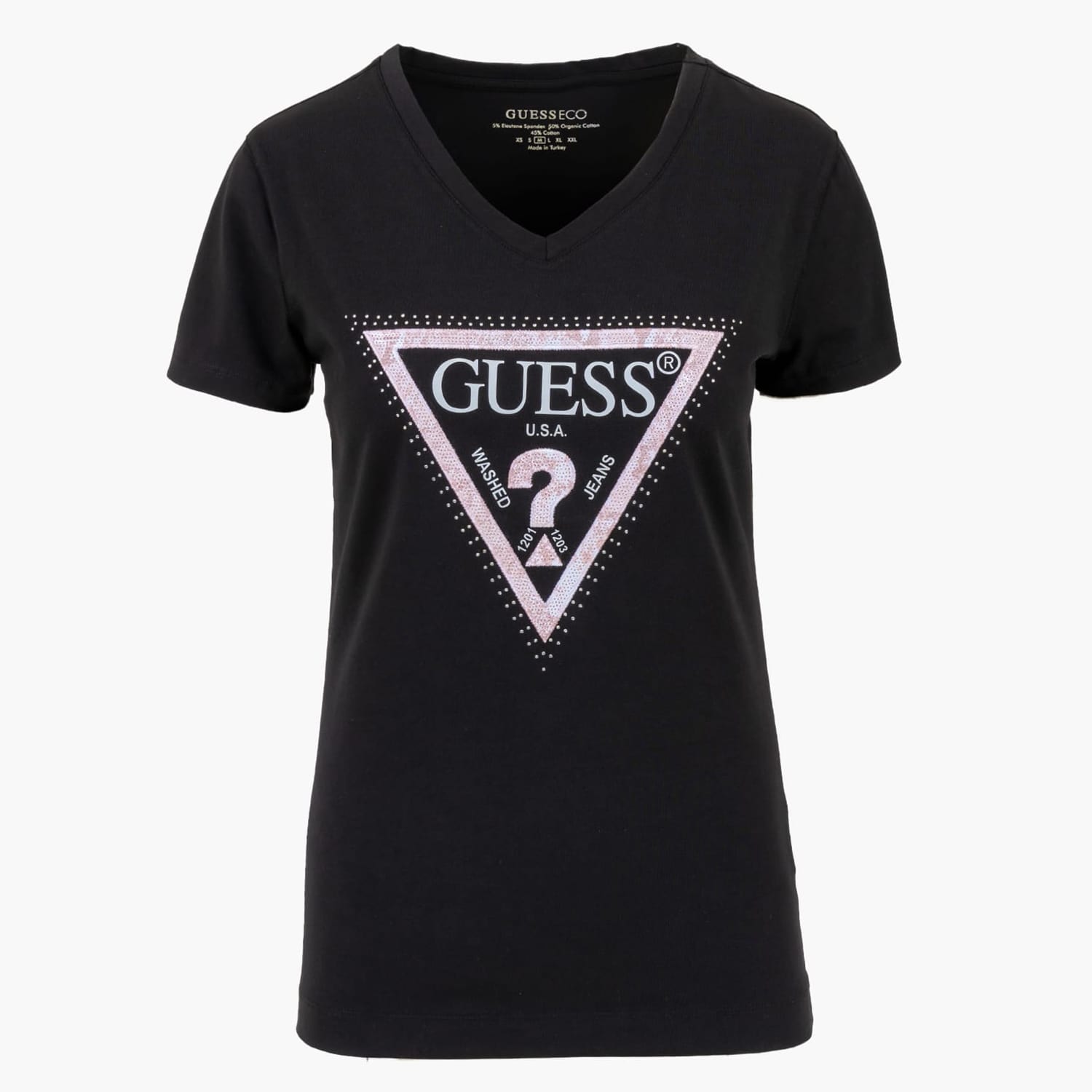 Γυναικείες Μπλούζες - Τοπ Python.Triangle Μαύρο Βαμβάκι Guess