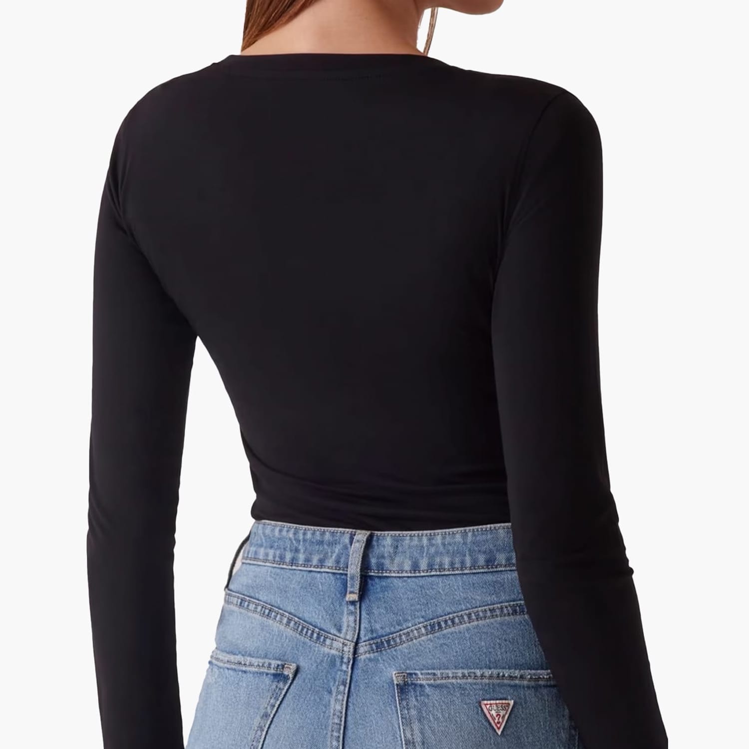 Women T-Shirts - Tops Shiny.Tee Black Cotton Guess Women T-Shirts - Tops Shiny.Tee Black Cotton Guess