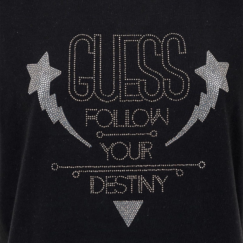 Γυναικείες Μπλούζες - Τοπ Sleeves.Strass Μαύρο Βαμβάκι Guess