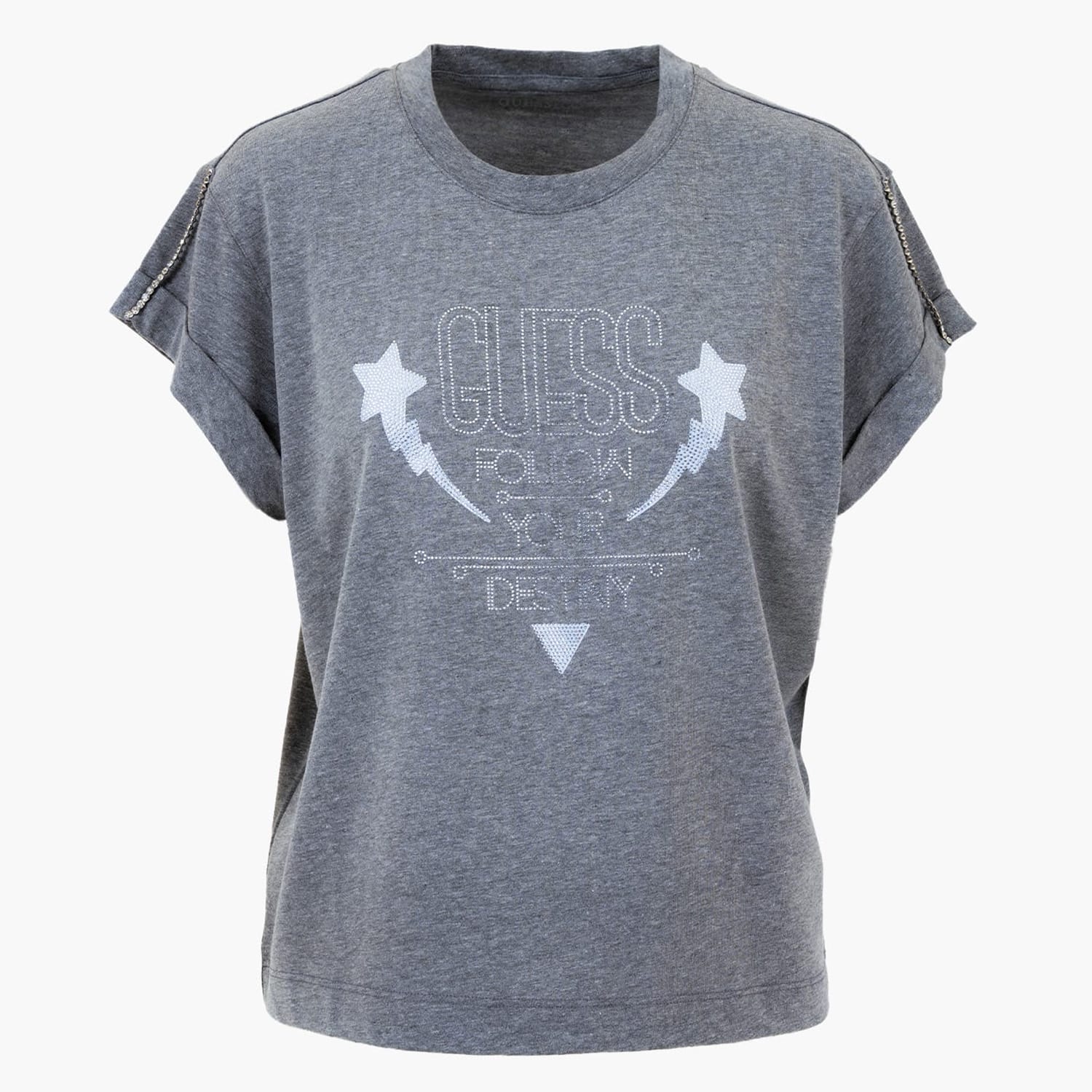 Γυναικείες Μπλούζες - Τοπ Sleeves.Strass Γκρι Βαμβάκι Guess