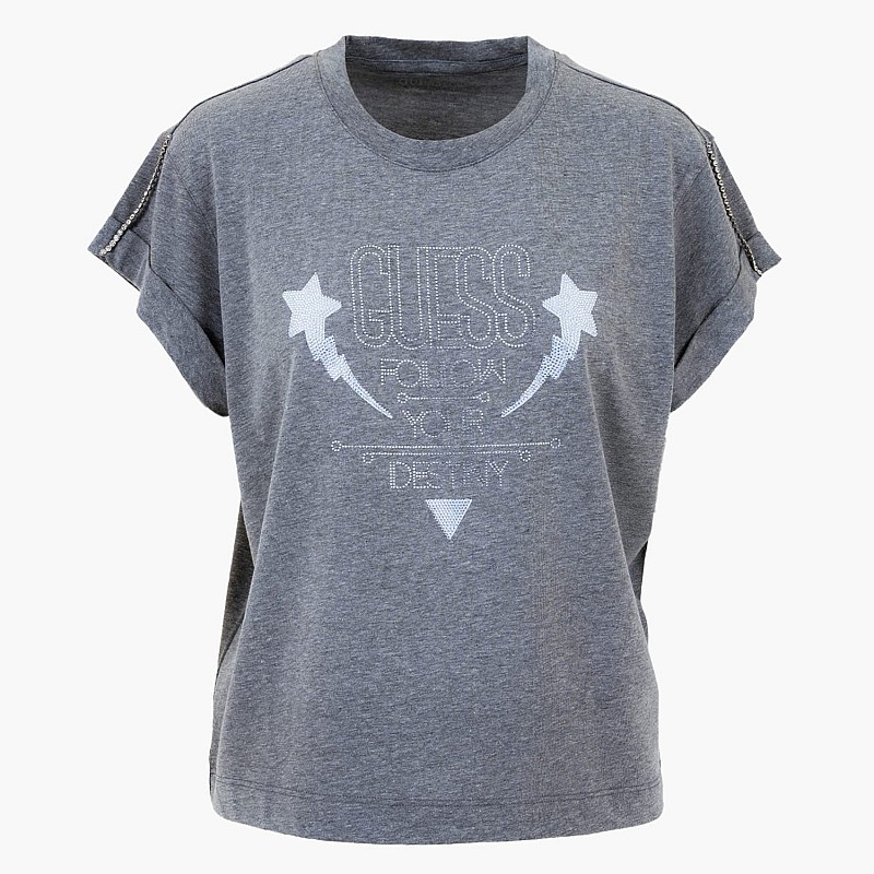 Γυναικείες Μπλούζες - Τοπ Sleeves.Strass Γκρι Βαμβάκι Guess