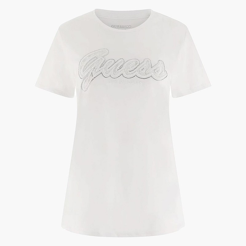 Γυναικείες Μπλούζες - Τοπ Ss.Easytee Άσπρο Βαμβάκι Guess