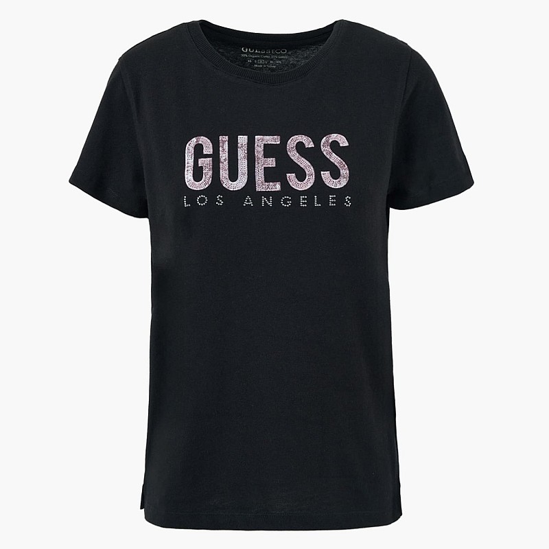 Γυναικείες Μπλούζες - Τοπ Ss.Python.Lg Μαύρο Βαμβάκι Guess