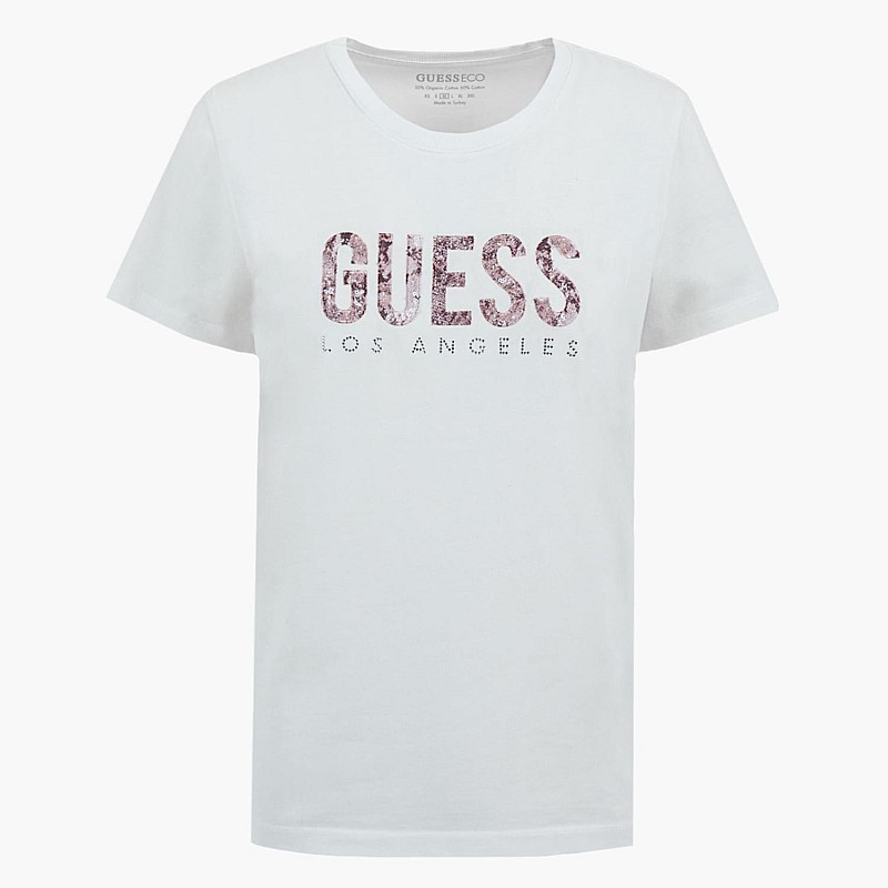 Women T-Shirts - Tops Ss.Python.Lg White Cotton Guess