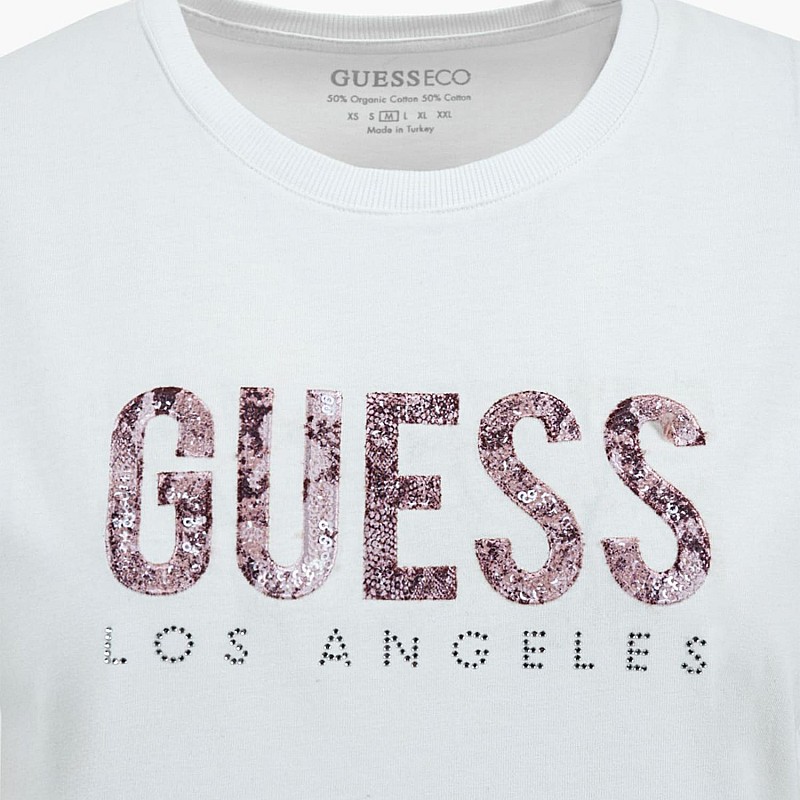 Women T-Shirts - Tops Ss.Python.Lg White Cotton Guess
