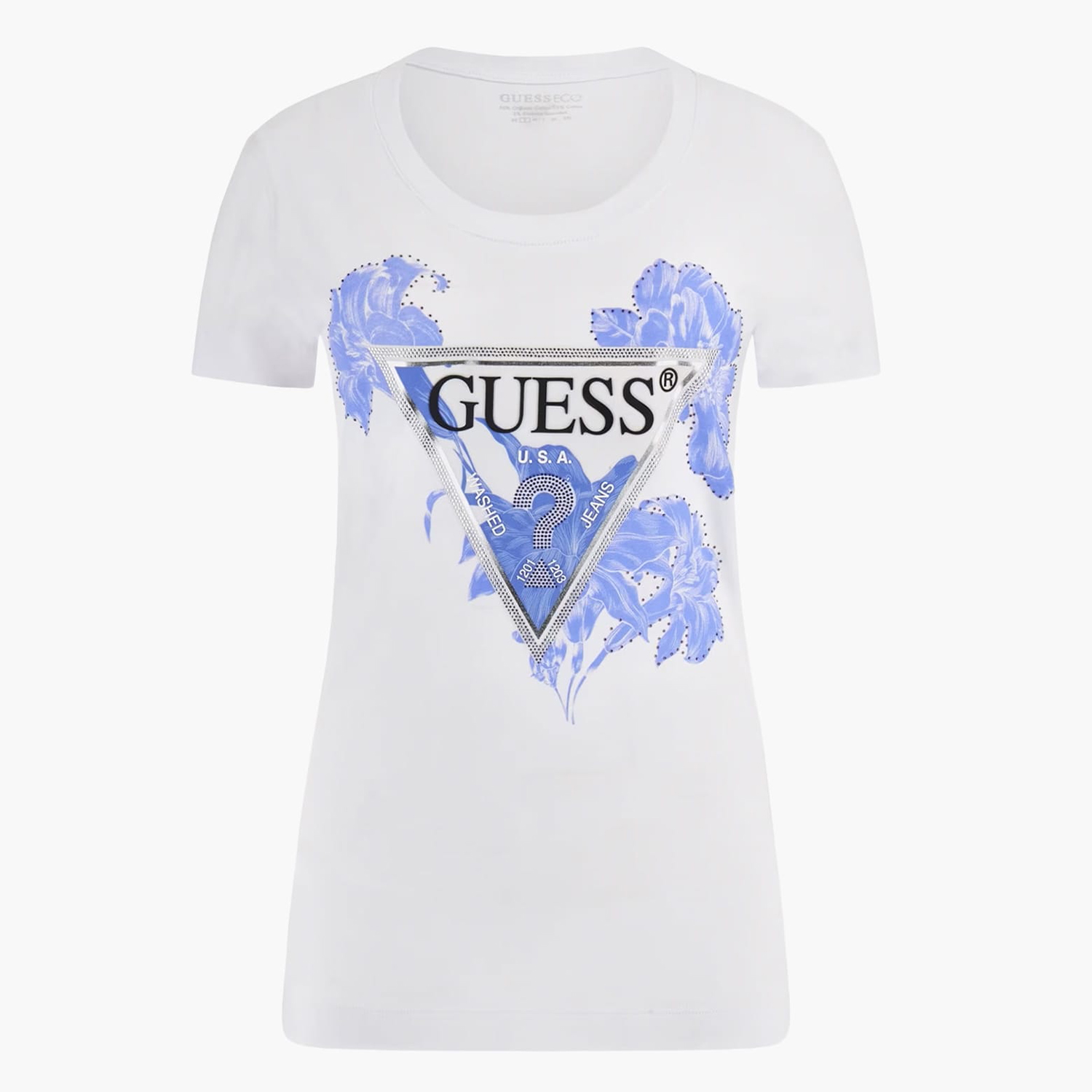 Women T-Shirts - Tops Tr.Flower White Cotton Guess