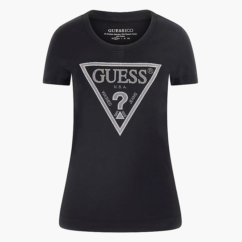 Γυναικείες Μπλούζες - Τοπ Triangle.Tee Μαύρο Βαμβάκι Guess