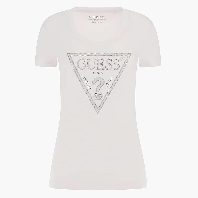 Γυναικείες Μπλούζες - Τοπ Triangle.Tee Άσπρο Βαμβάκι Guess
