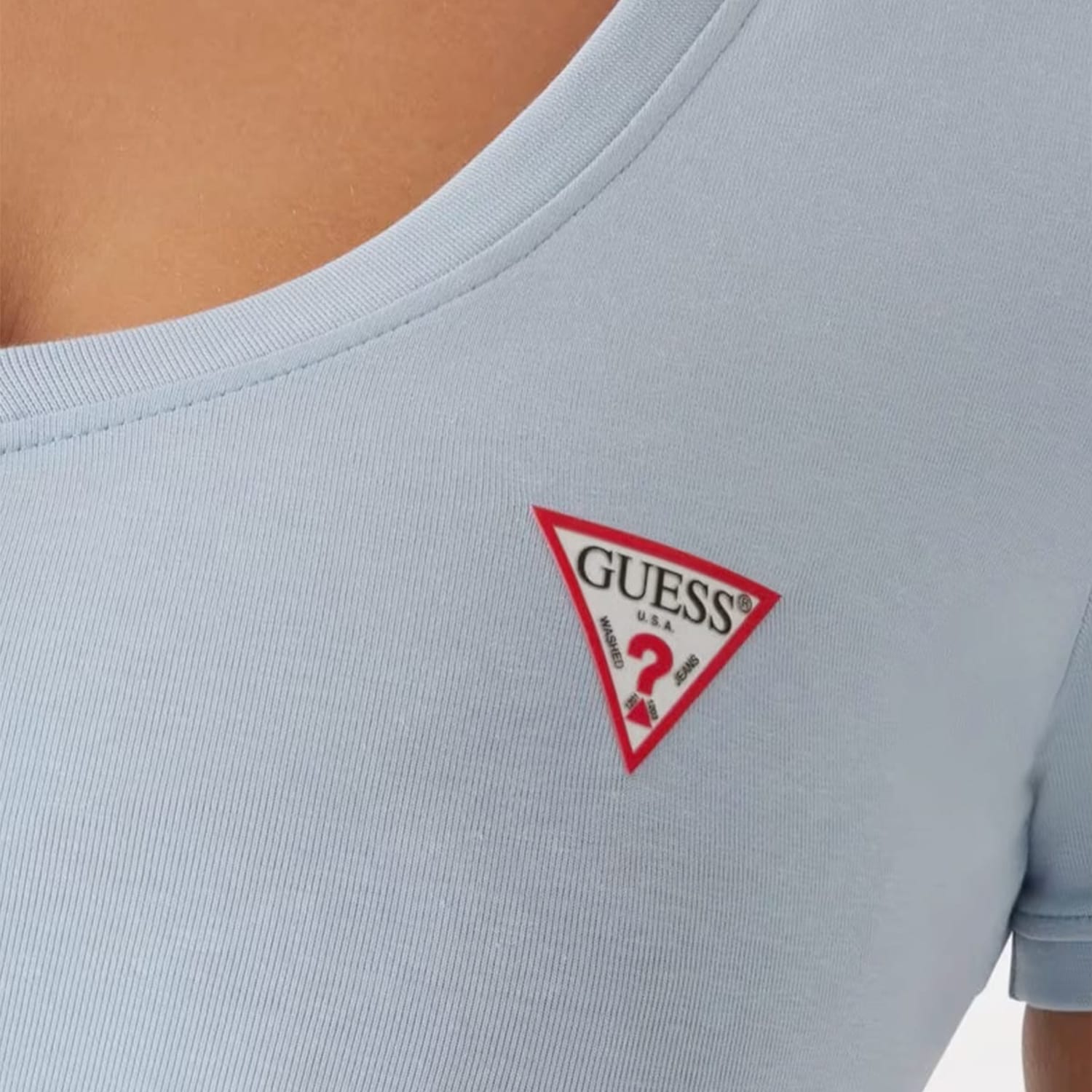 Women T-Shirts - Tops V.Mini LightBlue Cotton Guess Women T-Shirts - Tops V.Mini LightBlue Cotton Guess