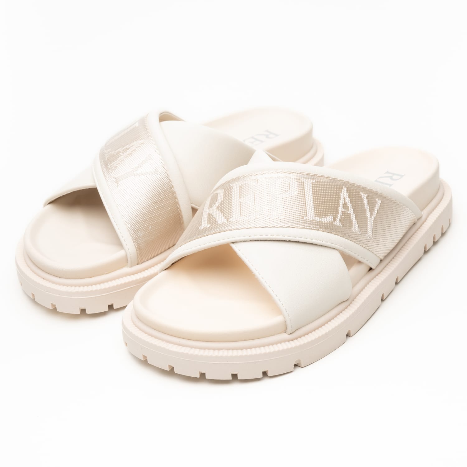 Women Flats Jade.Cross Beige ECOleather-Fabric Replay Women Flats Jade.Cross Beige ECOleather-Fabric Replay