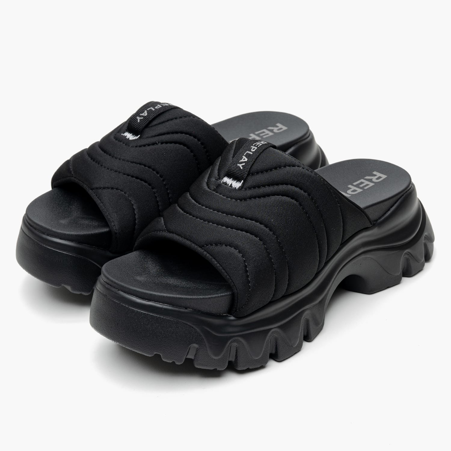 Women Mules Juyce.Slide Black Fabric Replay Women Mules Juyce.Slide Black Fabric Replay