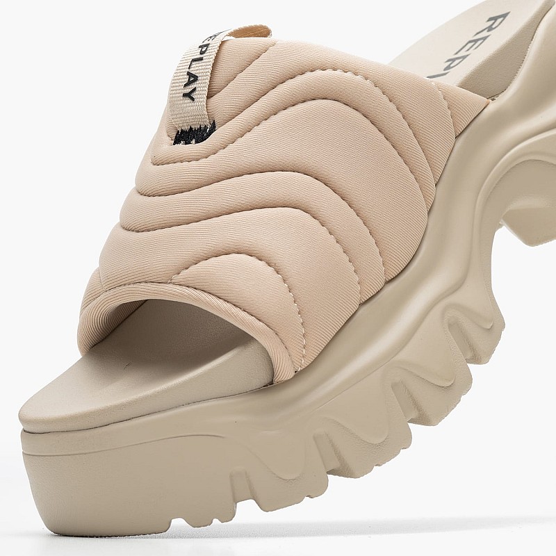Women Mules Juyce.Slide Taupe Fabric Replay