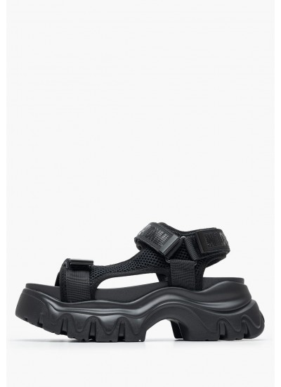 Women Platforms Low Juyce.Sporty Black Fabric Replay