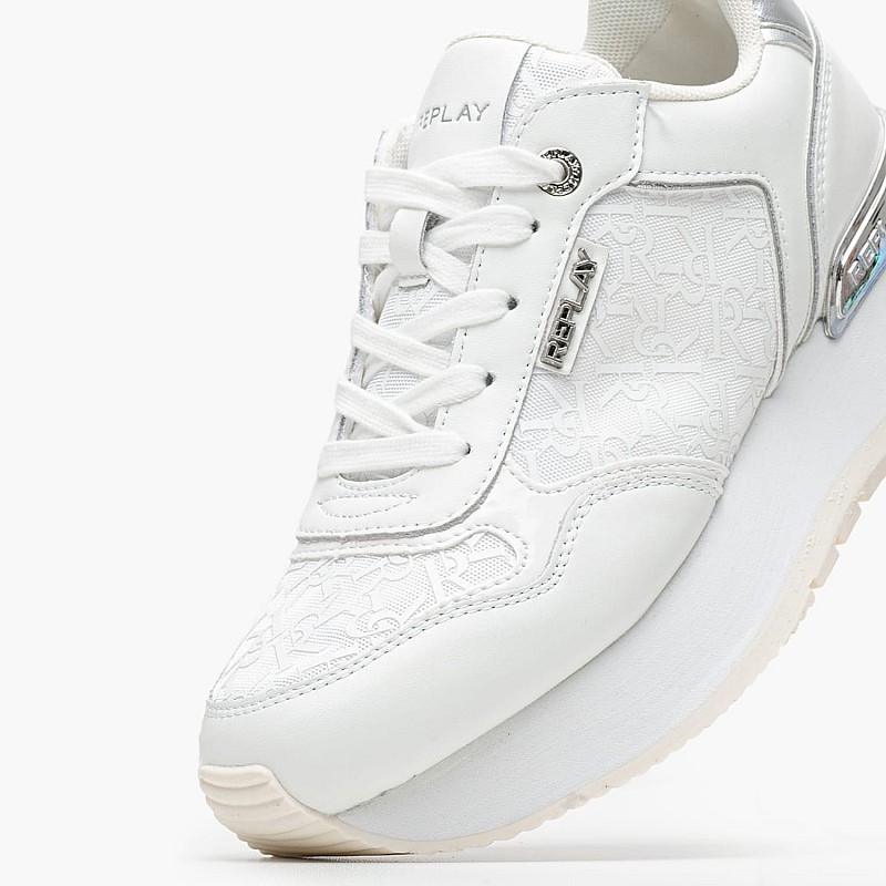Women Casual Shoes Mennet.Allover White ECOleather-Fabric Replay