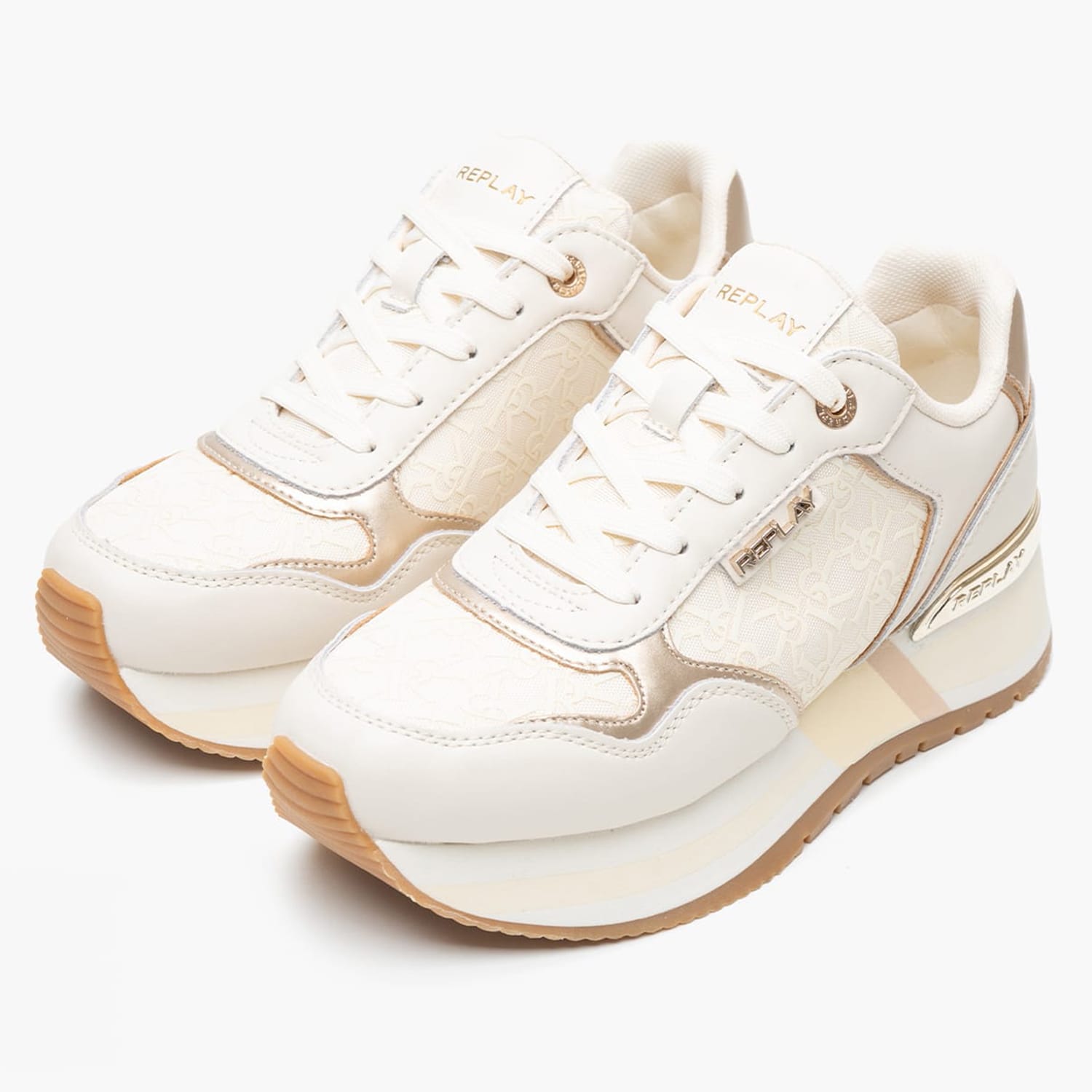 Women Casual Shoes Mennet.Allover Beige ECOleather-Fabric Replay Women Casual Shoes Mennet.Allover Beige ECOleather-Fabric Replay