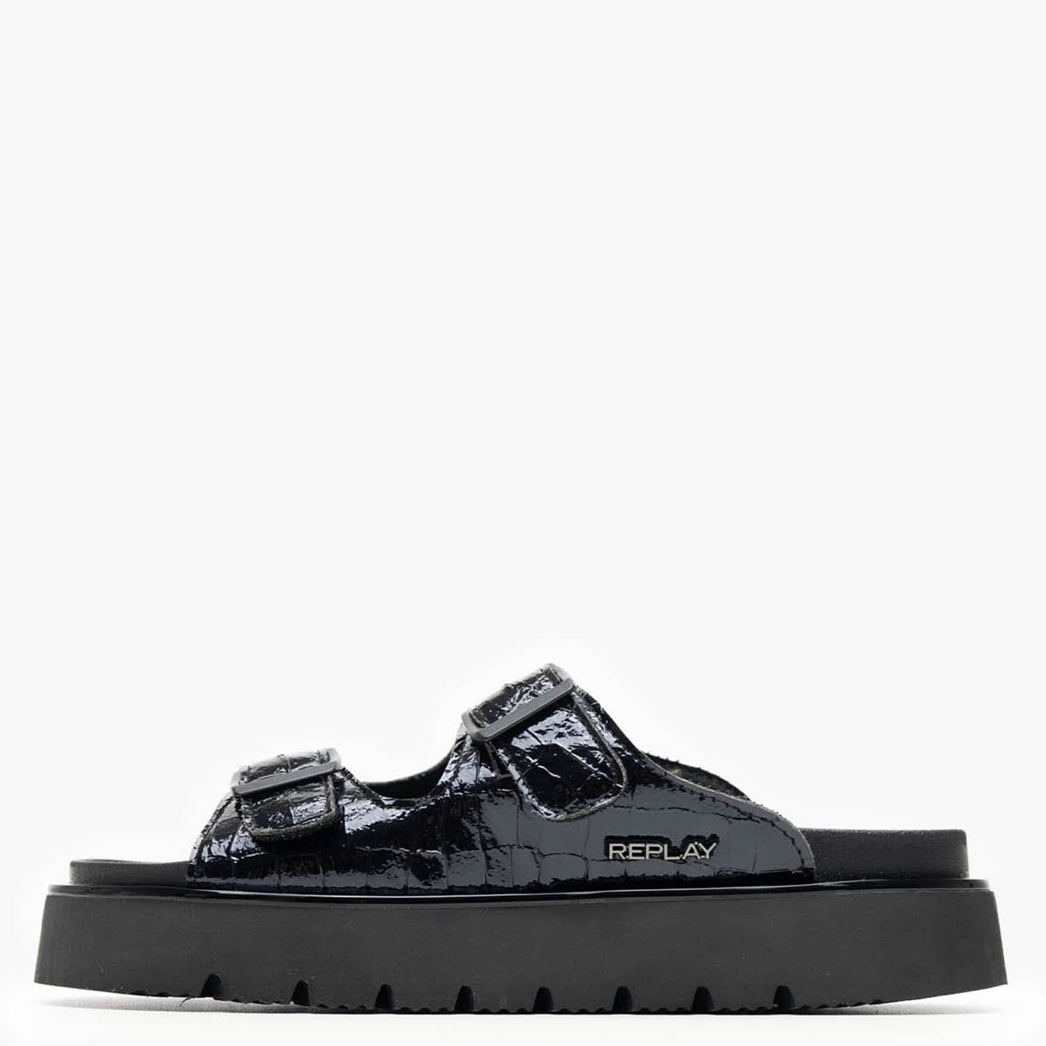 Γυναικεία Flats Muddy.Cocco Μαύρο ECOleather Replay