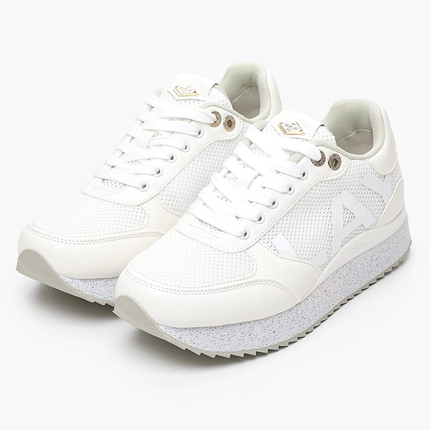 Women Casual Shoes Penny.Wave2 White ECOleather-Fabric Replay Women Casual Shoes Penny.Wave2 White ECOleather-Fabric Replay