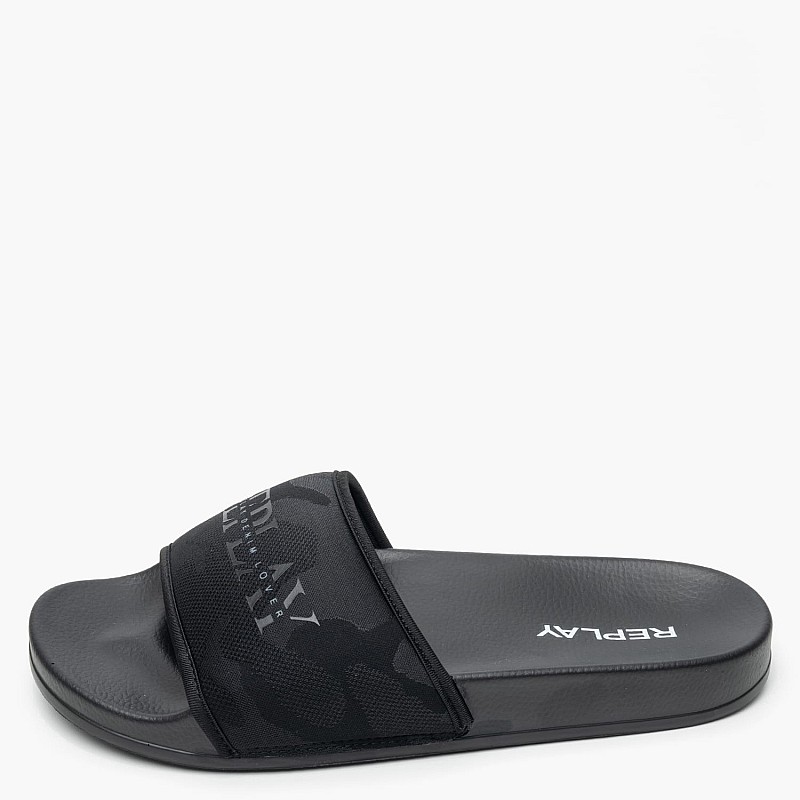Men Flip Flops & Sandals Up.Hidden Black Fabric Replay