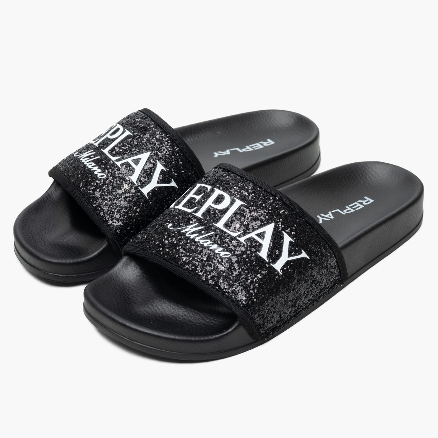 Women Flip Flops & Sandals Up.Tone Black ECOleather Replay