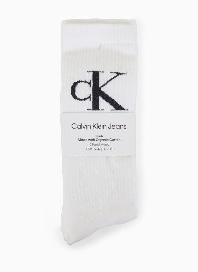 Ανδρικές Κάλτσες 2P.Mono Άσπρο Βαμβάκι Calvin Klein