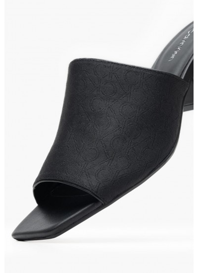 Γυναικεία Mules Heel.Slide Μαύρο Ύφασμα Calvin Klein