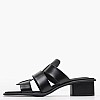 Women Mules Heel.Square Black Leather Calvin Klein Women Mules Heel.Square Black Leather Calvin Klein