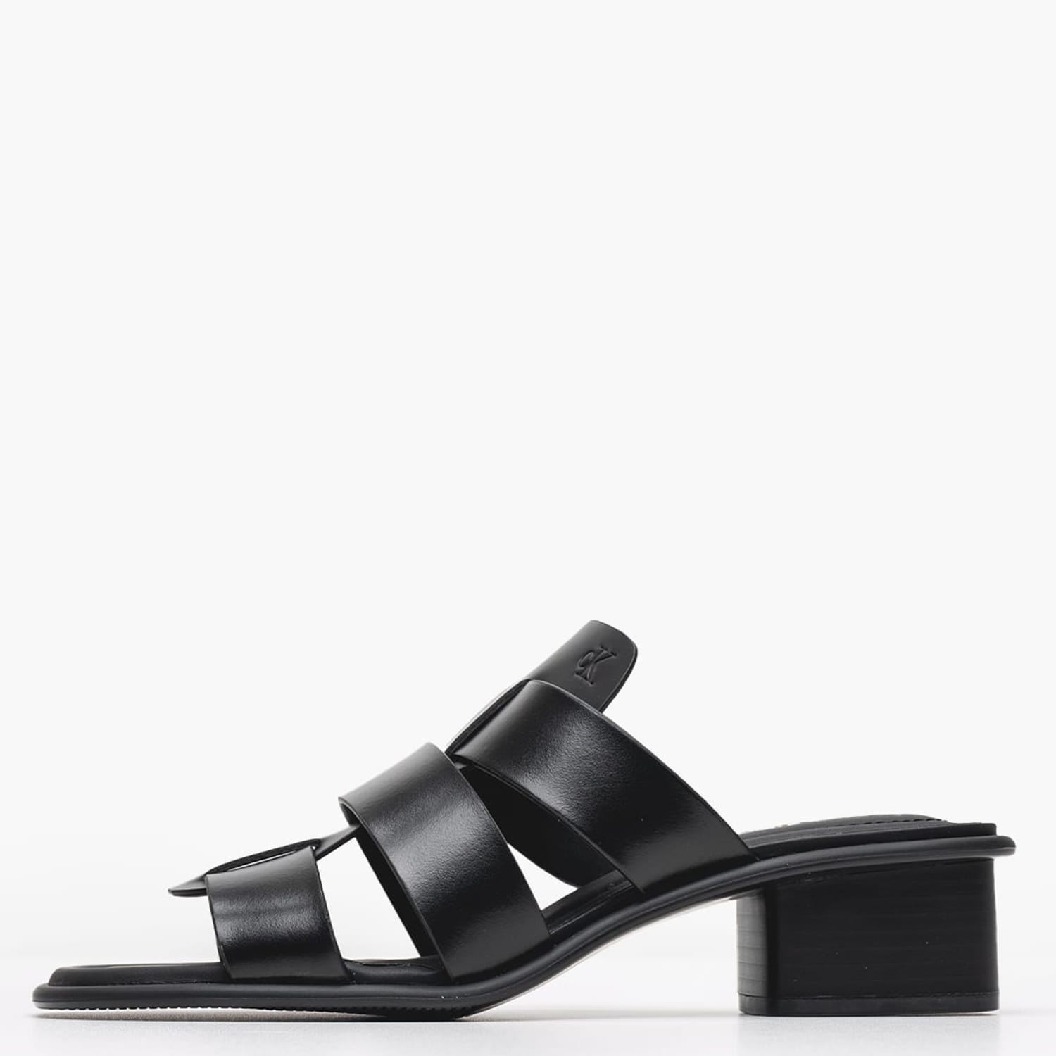 Γυναικεία Mules Heel.Square Μαύρο Δέρμα Calvin Klein